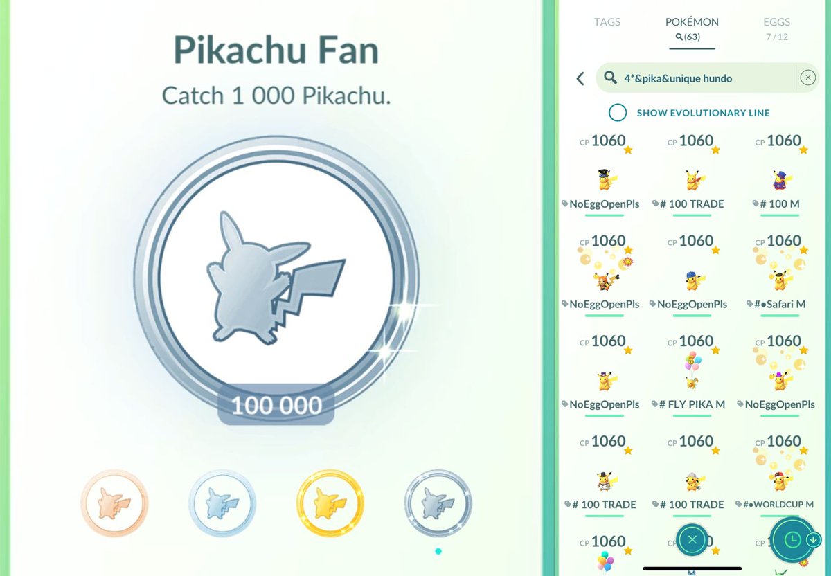 I finally got an extra digit on my Pikachu Fan badge! I love collecting Pikachu and currently have 63 unique costumes with perfect stats! Here’s to many more! 🥳

A huge thank-you to everyone who’s joined me on my Pikachu adventures, whether we traded or hunted Pikachu together