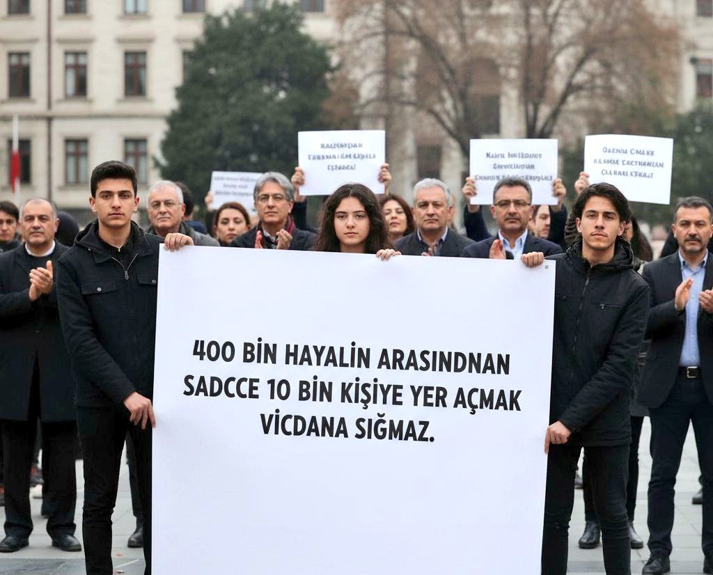 Biz kısık sesleriz ama vicdanın yankısıyız. 10 bin az, ek kontenjan şart! #BizKısıkSesleriz10BinAZ