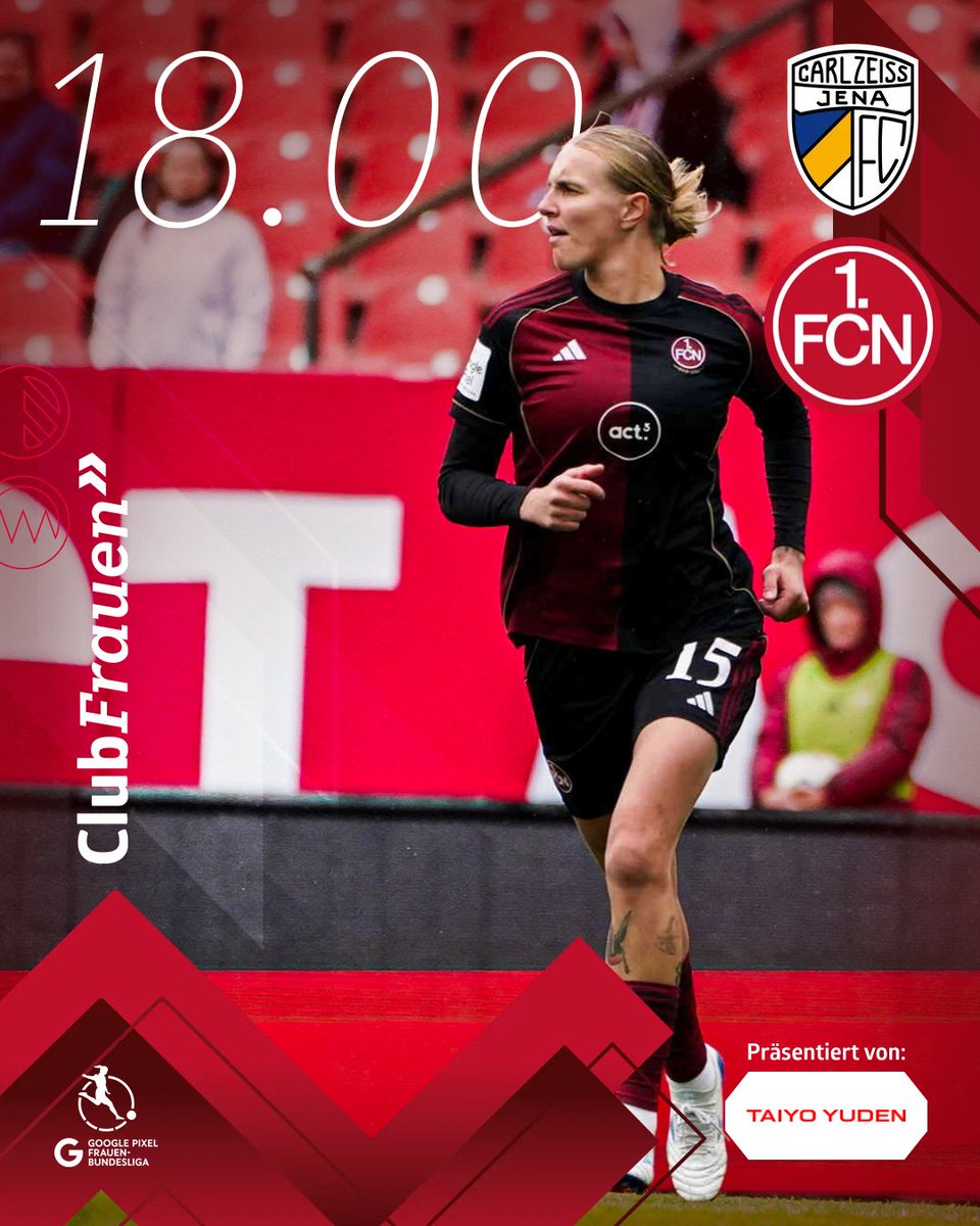 clubfrauen's tweet photo. 𝐅𝐥𝐮𝐭𝐥𝐢𝐜𝐡𝐭𝐬𝐩𝐢𝐞𝐥 𝐢𝐧 𝐉𝐞𝐧𝐚!!❤🖤
🆚 FC Carl Zeiss Jena
⚽ Google Pixel Frauen-Bundesliga
🏟 ad hoc Arena im Ernst-Abbe-Sportfeld
⏰ 18 Uhr
📺 Sport1 | DAZN | Magenta Sport
#fcn | #clubfrauen | #FCCFCN https://t.co/iNb3vcDczL