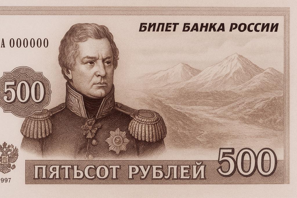 Вот годный вариант для новой 500-рублёвой купюры. Алексей Петрович Ермолов – славный генерал непобедимой Русской армии. Отправил макет в Центробанк.