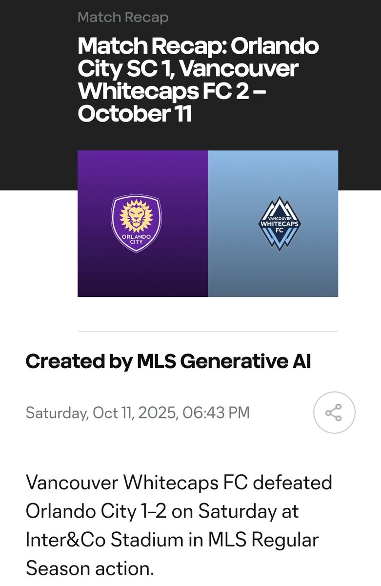 aftncanada's tweet image. As someone who used to write for the MLS website, it&apos;s appalling that with all the talented journalists around that the League are using AI generated match reports.

Support local, independent media.

#VWFC #MLS