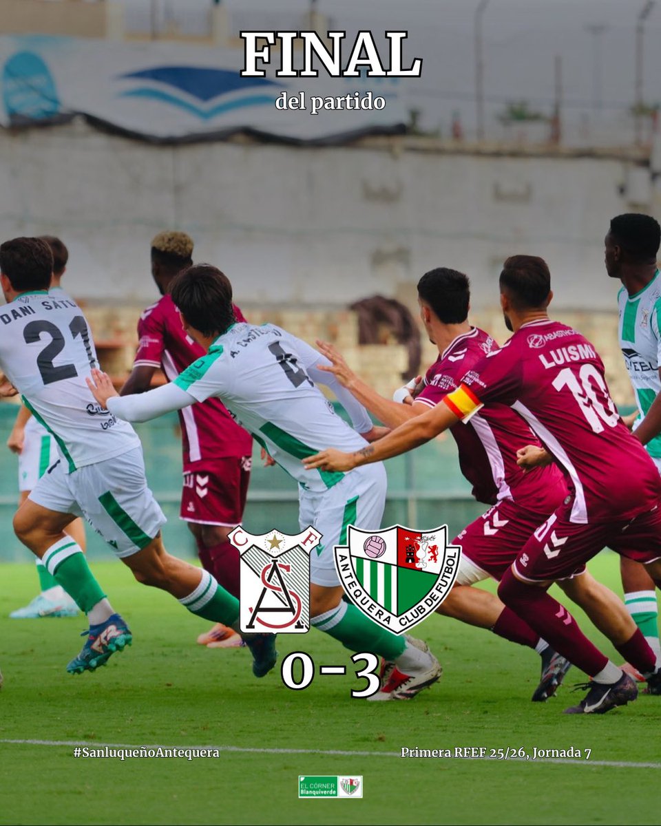 🤩 ¡FINAAAAAAAL EN SANLÚCAR!

Atlético Sanluqueño 1-3 Antequera CF

⚽️ Arruabarrena 
⚽️ <a href="/luismiguti21/">LUISMI GUTIÉRREZ</a> , <a href="/Adrigene9/">Adrià Gené Sans</a> y <a href="/antonjavi14/">Javi Antón</a> 

💪🏻 Primera victoria de la temporada. Muuuuuy importante. Muy buenas sensaciones hoy. Seguimos con todo, a por el derbi 🫡

#ElCornerBlanquiverde