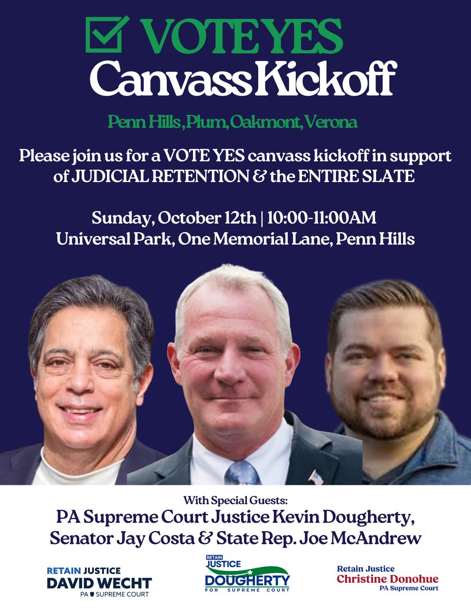 JayCostaPA's tweet photo. We are #lockedin on these judicial retention races. Just a few weeks left to #VoteYes and make sure everyone you know does the same. Great turnout today at our canvass launch! https://t.co/BsqSsxZpum