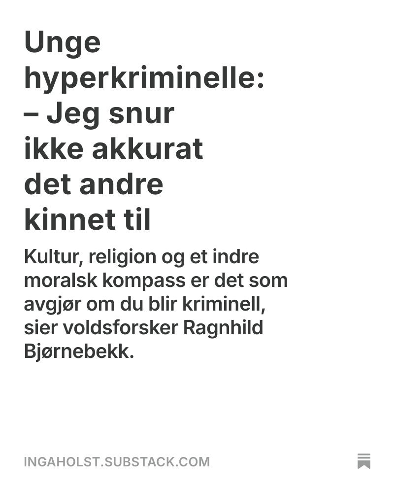 IngaHolst's tweet photo. Leiemordere med intakte melketenner forklares med utenforskap og fattigdom, som om det er storsamfunnets feil og ikke respektive familier og gjerningspersoner. Men unntak finnes: https://t.co/t9Iryx2kVm https://t.co/BQZx2MffKS