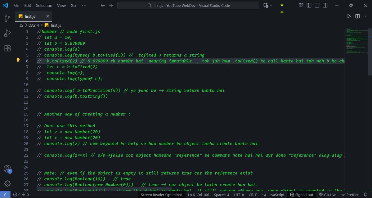 Sagar18001's tweet image. Day 19 of  #MERN Journey :
Dived into JavaScript numbers — floating-point quirks, NaN, Infinity, and randomness.
Built a custom RNG using Math.floor(Math.random() * (max - min + 1)) + min.
Crazy how deep “numbers” go!
@rohit_negi9 
 #JavaScript #WebDev