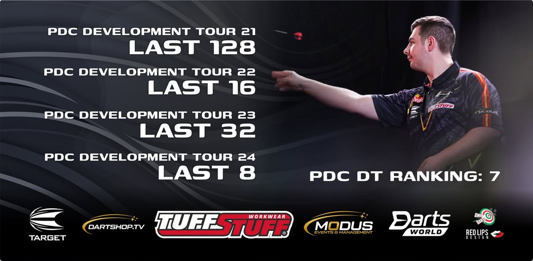 SebastianB180's tweet image. Last @OfficialPDC Development Tour  events done for me.

Thanks to my Sponsors and Supporters❤️
@TargetDarts  @TuffStuff_UK castleclothing.co.uk  @ModusDarts180 @DartshopTV180 @Darts_World