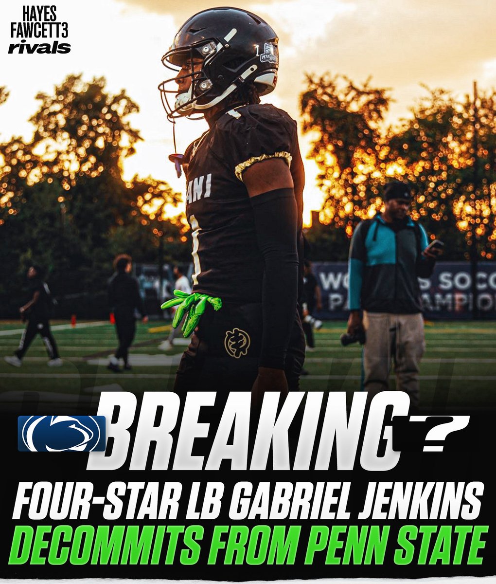 BREAKING: Four-Star LB Gabriel Jenkins has Decommitted from Penn State

He’s ranked as the No. 13 LB in the 2027 Class (per Rivals Industry)

on3.com/rivals/gabe-je…