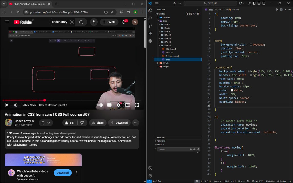 SameerUsma79873's tweet image. Week 3||DAY-13||Web development Journey||Mernstack.
Today's Learnings -CSS Animation.
#Css
#webdevelopement.
#mernstack
#rohitnegi
#Coding