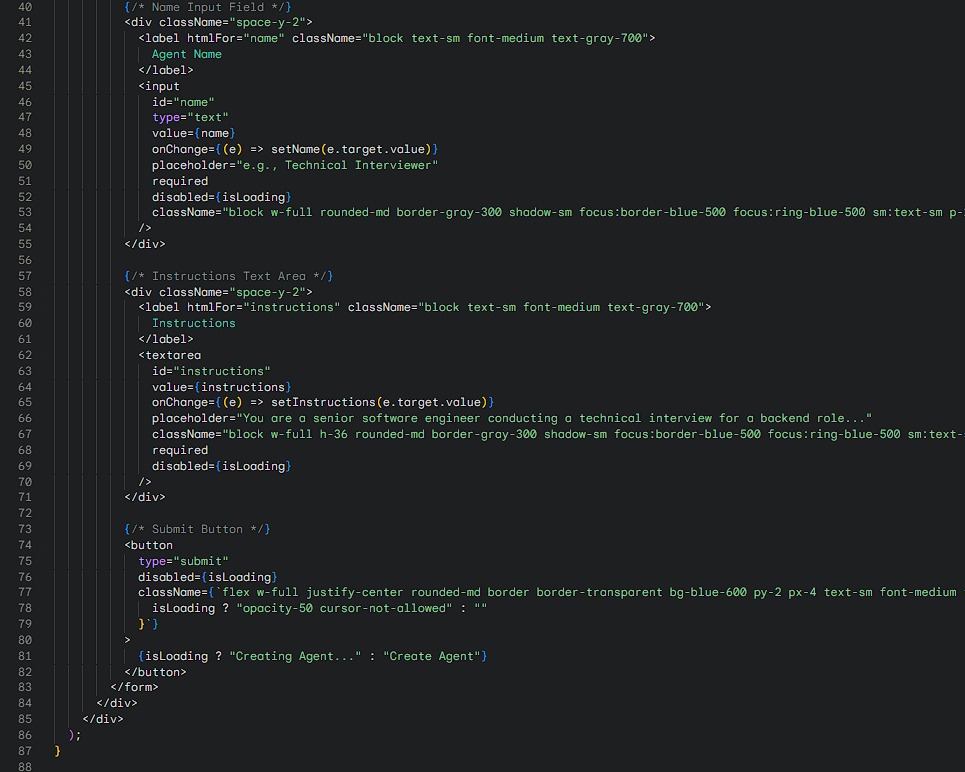 atharva_191's tweet image. Day 83 of #100DaysOfCode ⚡
Started the CRUD phase of my AI SaaS app 
Built the “New Agent” form 
– Responsive Shadcn/UI dialog
– Agent name + personality setup ✅
Now users can create their own AI assistants 
Next → Read &amp;amp; Update 
#ReactJS #NextJS #AI #SaaS #WebDev