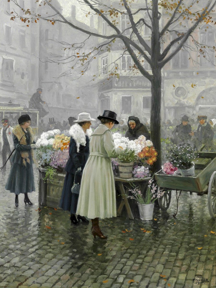🎨Paul Gustave Fischer (1860-1934)
A Flower Market in Hojbro Plads in Copenhagen