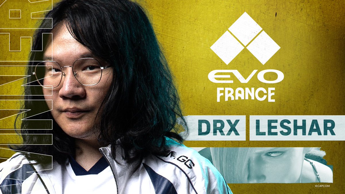 Capcom Fighters (@capcomfighters) on Twitter photo They've done it again. 🔥
<a href="/leshar15/">DRX Leshar</a> is your first-ever EVO France Street Fighter 6 Champion. He's already on his way to #CAPCOMCUP12.
A dominant run, see you in Japan. They've done it again. 🔥
<a href="/leshar15/">DRX Leshar</a> is your first-ever EVO France Street Fighter 6 Champion. He's already on his way to #CAPCOMCUP12.
A dominant run, see you in Japan.
