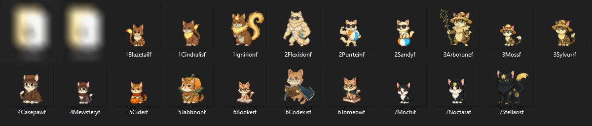 iAmRaLe18's tweet image. 🐾 The PurrxelPals are here! 🐾  
✨ Currently finished sprites ✨  

More to come soon…  

🌐 Explore the collection: tinyurl.com/purrxelpals  

#PixelArt #NFTCommunity #IndieGameDev #PurrxelPals #NFT
