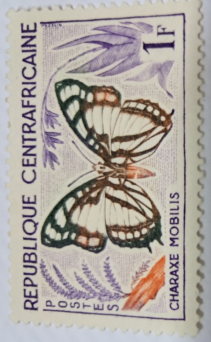 bashirahmed57's tweet image. Central Africa: Stamps Butterflies Series
Glimpse into Central Africa’s fluttering beauty
vintage stamp from 1960s features the elegant Charaxes mobilis, a native butterfly of the region symbol of nature’s delicate artistry.
#Stamps #Philately #ButterflyStamp #CentralAfrica
