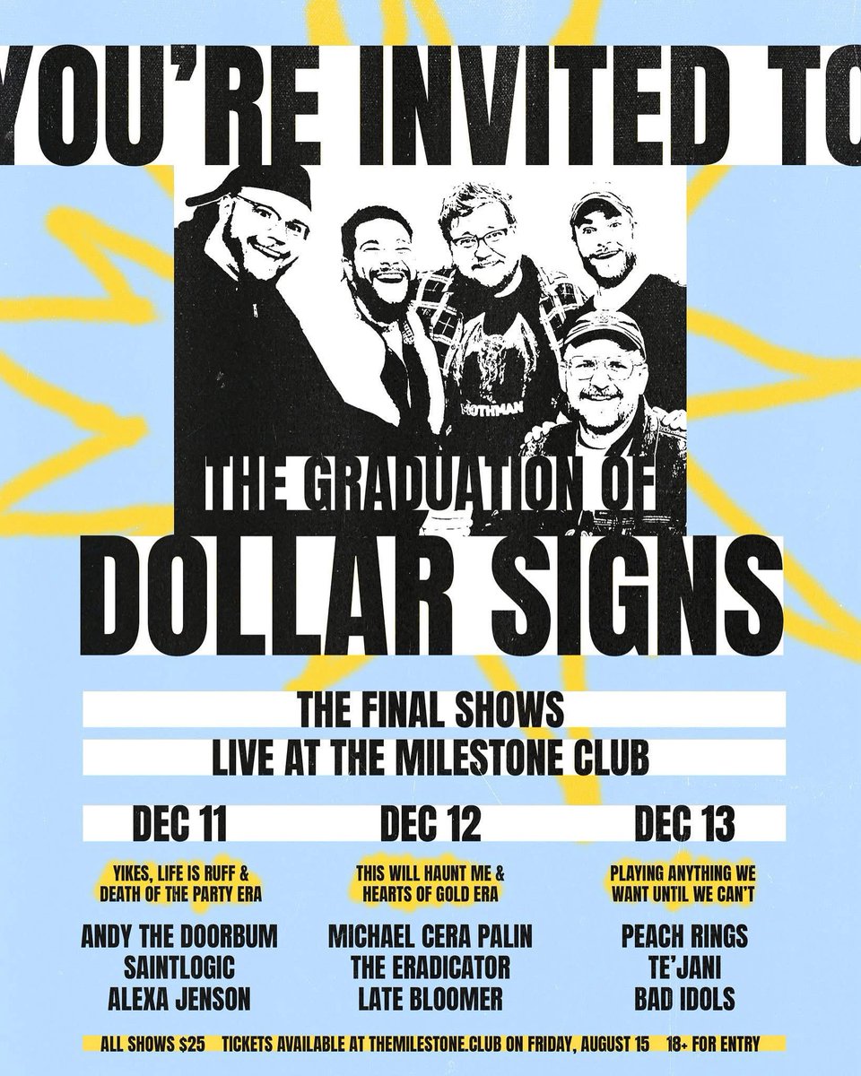 Some upcoming gigs

10/18 — halloween block party (CLT)
10/26 — <a href="/thefestfl/">The Fest</a> 
10/28 — <a href="/twiabp/">TWIABP&IANLATD</a> (AVL)
12/13 — <a href="/DollarSignsBand/">dollar signs the band</a>