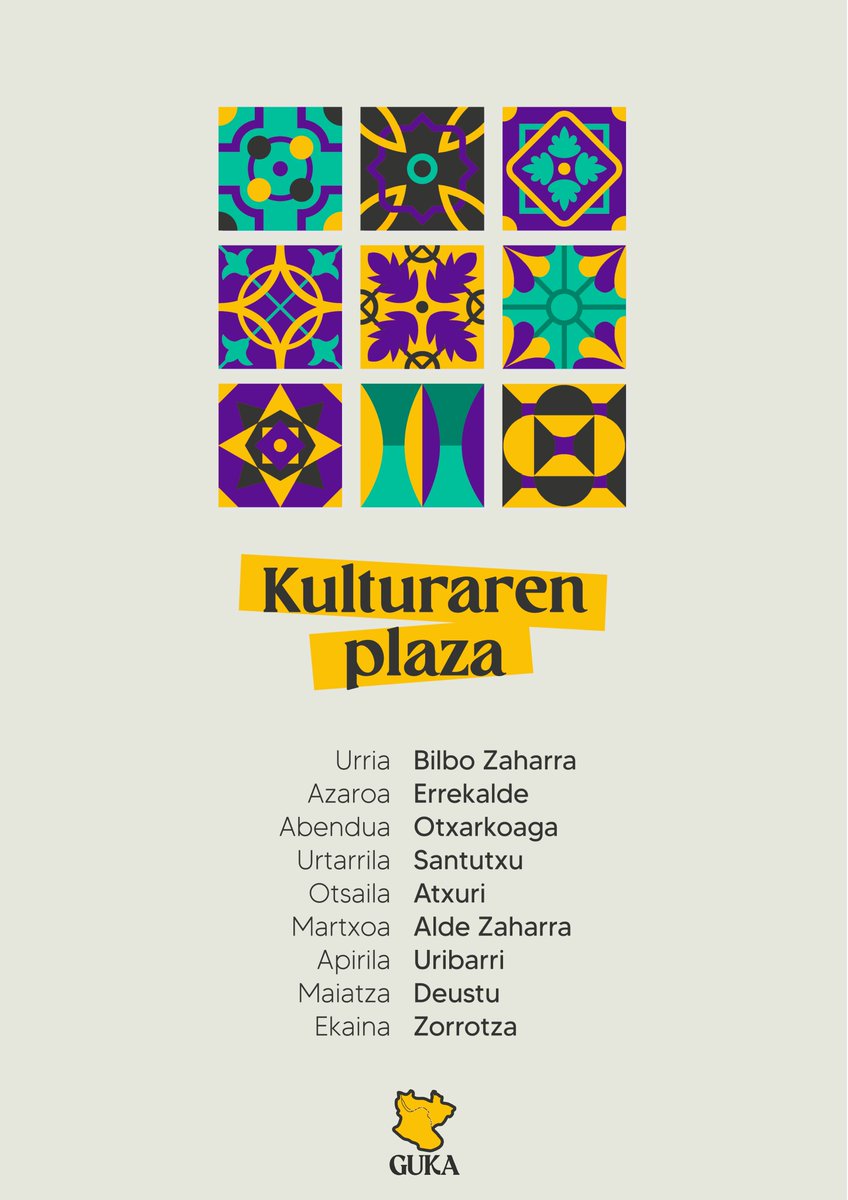 Badator... KULTURAREN PLAZA! 🔳🔲

Hiria eta kultura, euskara eta kultura, euskara eta hiria; eskutik helduta joan beharreko kontzeptuak dira. Hilabetero Bilboko txoko bateko plaza bat hartuko dugu, eta kulturaz bete, euskaldunon mundu eta herri ikuskera lau haizetara zabaltzeko.