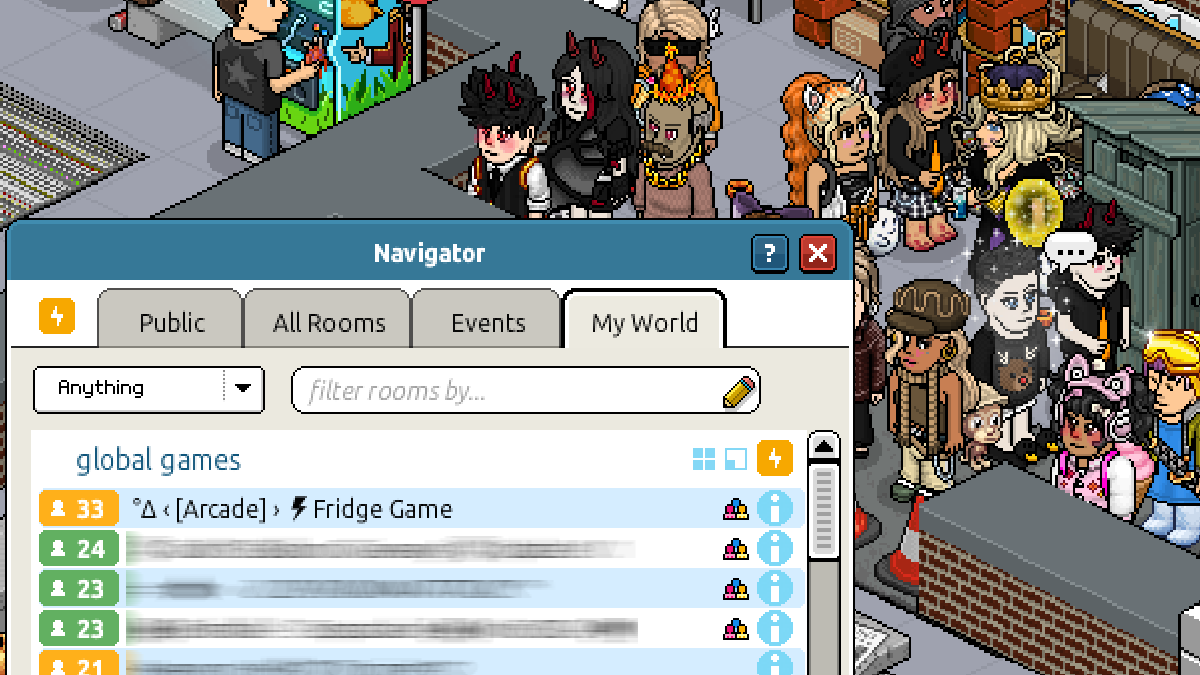 Sunday night is Fridge Game night 🥕 🥛 💧

Thanks to everyone who came out to play!

Join HabboArcade.com/discord to receive notifications whenever we host a game 💛