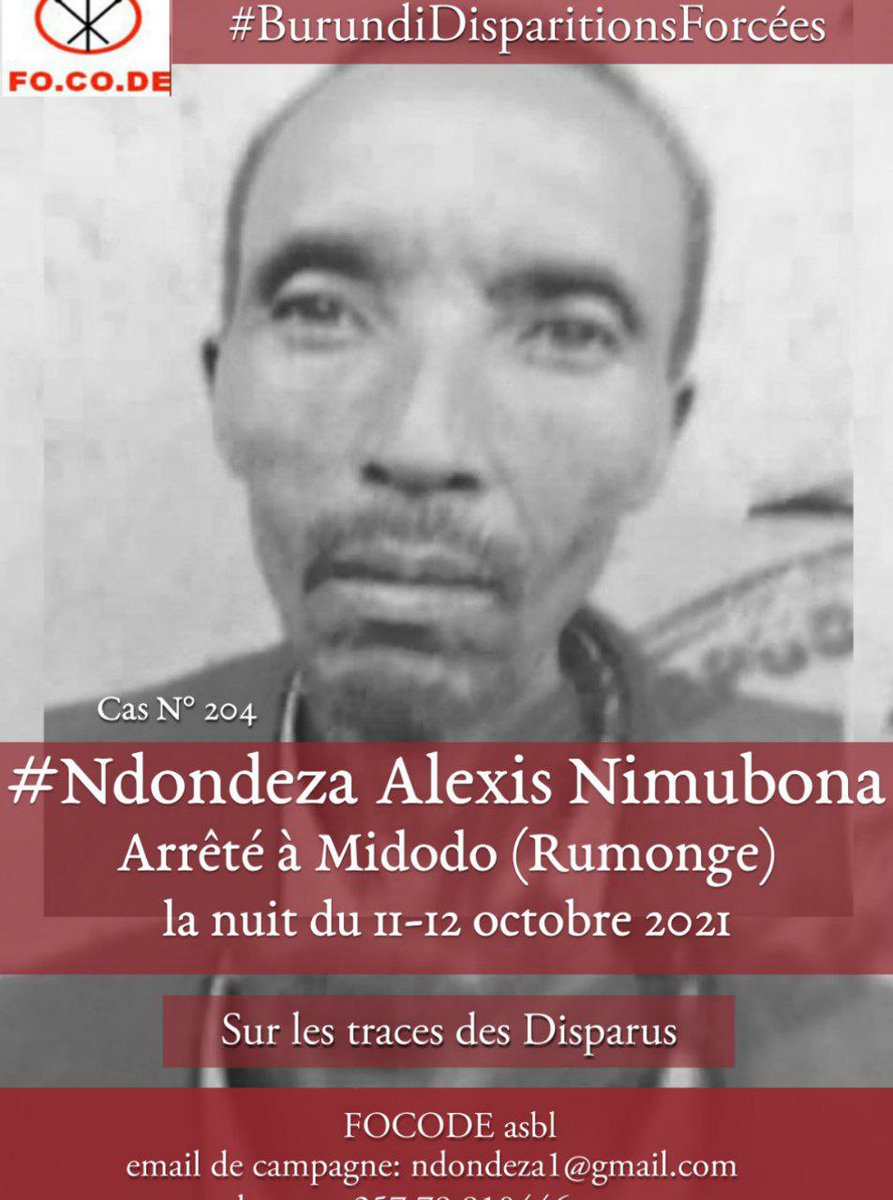pnininahazwe's tweet photo. Il y a 4 ans, Alexis Nimubona et ses fils Éric Nduwamungu et Gabriel Nsabiyumva, ainsi que leur employé domestique, Firmin Ntirandekura, étaient enlevés par le renseignement militaire, à #Midodo (Rumonge), dans la nuit du 11-12.10.2021.
Jamais retrouvés. #Burundi #Ndondeza 1/ https://t.co/yub5Evtpcr