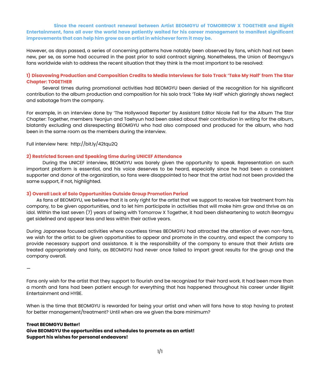 DAY 2 of asking <a href="/BIGHIT_MUSIC/">BIGHIT MUSIC</a> to give Beomgyu solo schedules. He remains as the only TXT member with no solo schedule after the contract renewal.

Manage Beomgyu Better
#MoreOpportunitiesForBeomgyu
#BeomgyuDeservesBetter