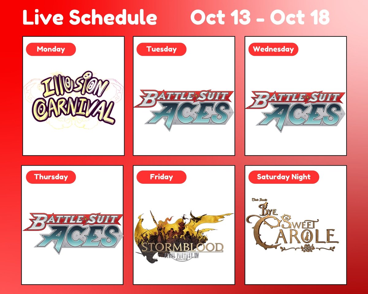 FINALLY! We can start some new games, as a special request from viewer, I'm going to play Illusion Carnival. Followed by a game I'm very excited about Battle Suit Aces! We're also going to play Bye Sweet Carole as our most Halloweeny game this month!