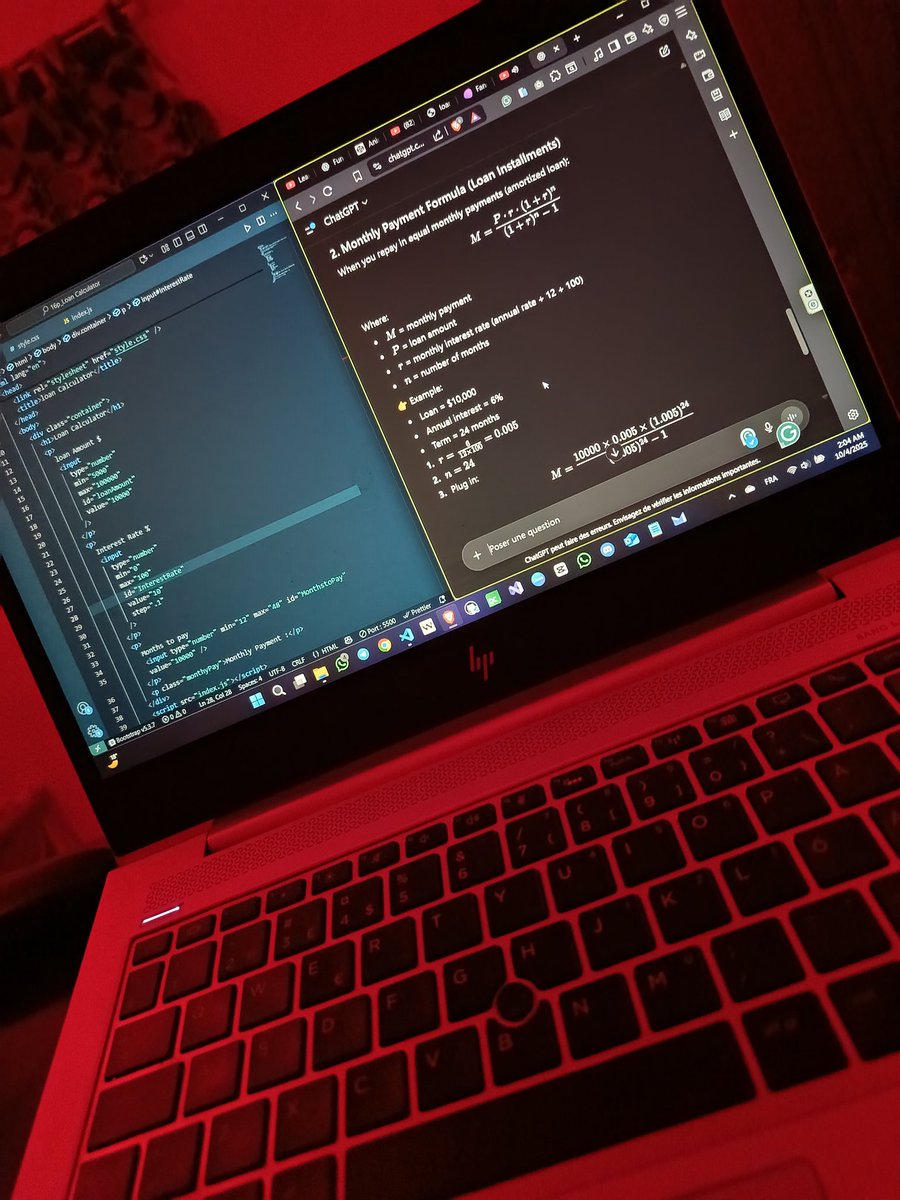 CoderAyoub's tweet image. Late-night coding sessions like this remind me why I started.
Math taught me to think — coding lets me create. 🚀