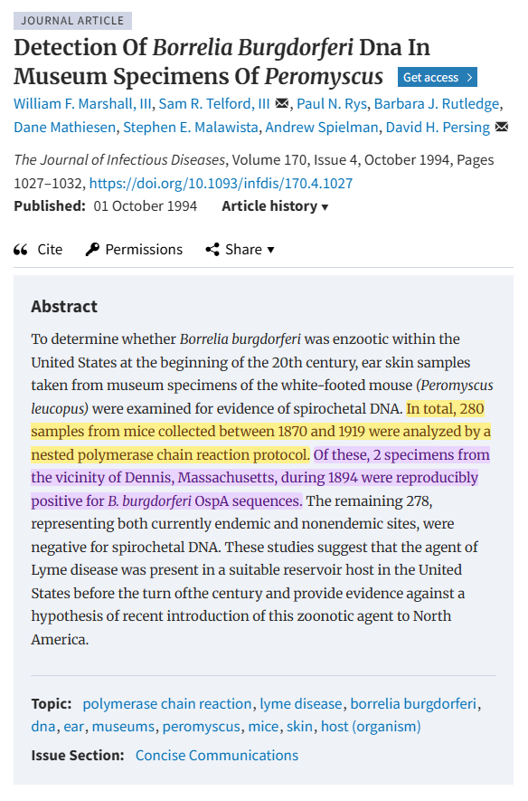 cremieuxrecueil's tweet image. Though Lyme disease was first identified in 1976 and it grew because of suburbanization, decline of wolves, etc...

We have specimens from the 1940s (left) and the 19th century (right) that long predate its characterization.