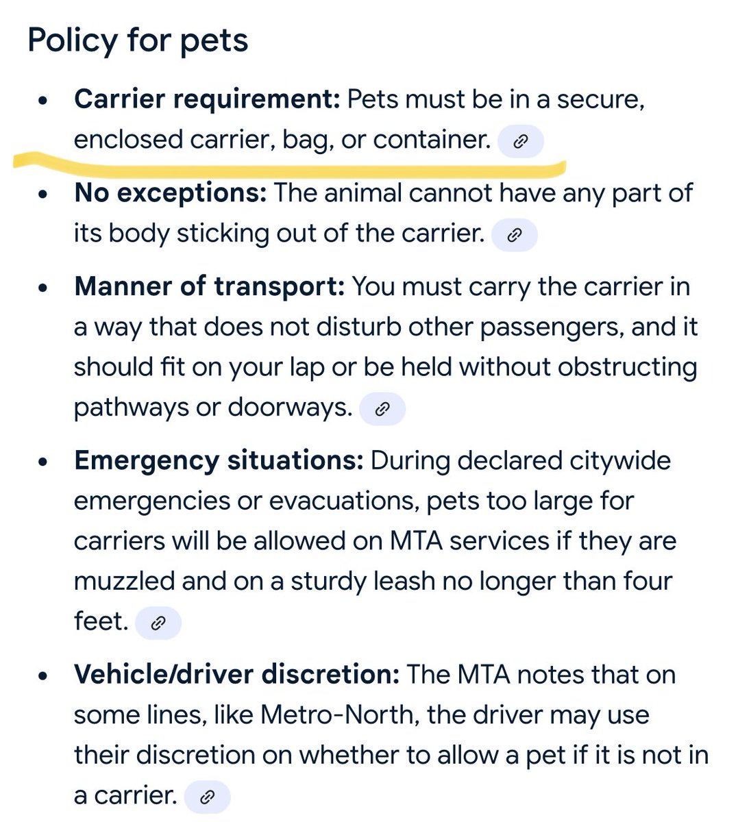 UniqueBigApple's tweet photo. @Bubblebathgirl Regardless of her offensive remarks, the truth is  that the NYC subway pet policy requires pets to be in enclosed carriers unless they are service animals 🤷🏻‍♀️ there was some flexibility during Covid era but that’s over https://t.co/COXg1iMG5Z