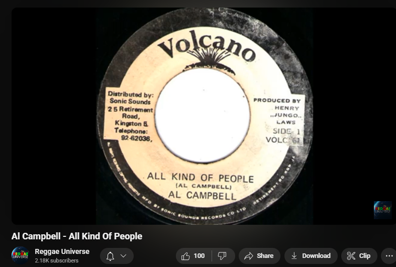 💬Al Campbell said unity from the start👏🔥
'All Kind Of People'
Produced by Henry 'Junjo' Lawes
A classic Volcano Records message track!
LISTEN🎧youtu.be/PdSswpuKWck?si… 
Subscribe while you're there.
~#AlCampbell~#ReggaeTok~#OneLove~#ReggaeUniverse~#wnlopzondag~#nedfin~♥💛💚