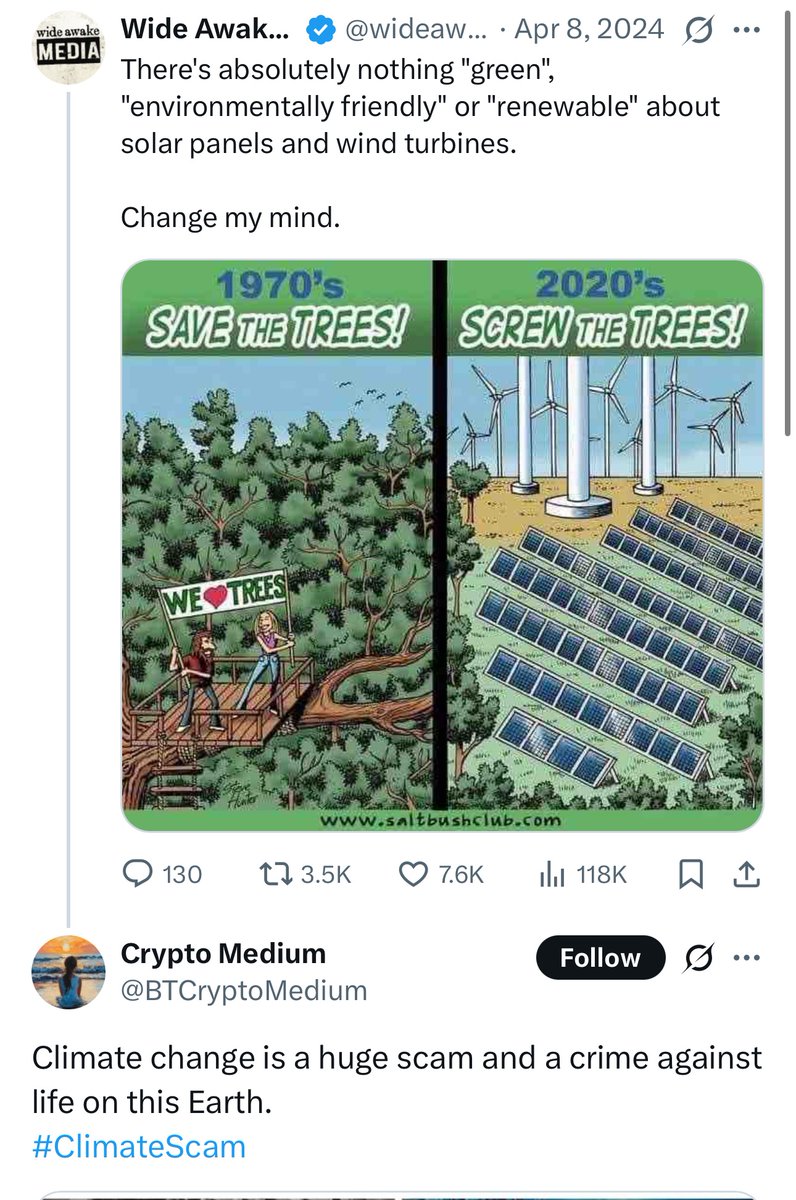 mikusingularity's tweet image. Degrowthers 🤝 Climate deniers
Hating on renewable energy
