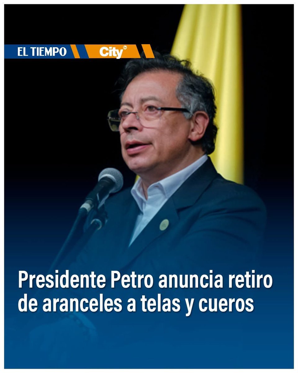 Celso Tete Crespo 🇨🇴 (@celsotetec) on Twitter photo El presidente <a href="/petrogustavo/">Gustavo Petro</a> anuncia el retiro de todos los aranceles a las telas y cueros: nuestra confección colombiana podrá ser una de las grandes exportadoras. Esto es proteger la industria nacional. El presidente <a href="/petrogustavo/">Gustavo Petro</a> anuncia el retiro de todos los aranceles a las telas y cueros: nuestra confección colombiana podrá ser una de las grandes exportadoras. Esto es proteger la industria nacional.