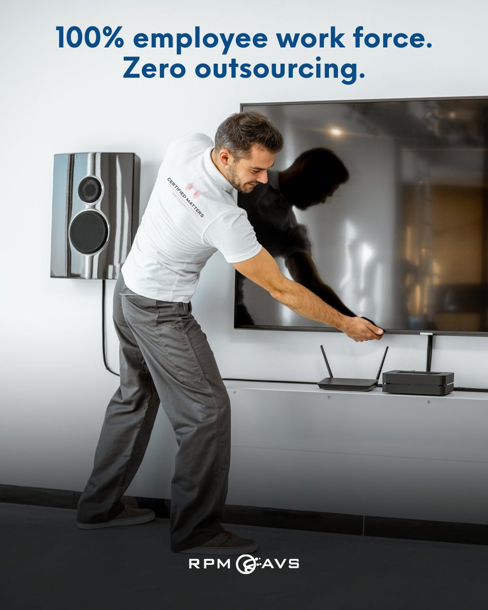 RPMAVS's tweet image. At RPM AVS, we don’t subcontract, we deliver. Our 100% employee workforce ensures quality, accountability, and certified expertise on every project.
Because consistency should never be a compromise.

#RPMAVS #CertifiedExperts #NoOutsourcing #AVIntegration #TeamCommitment
