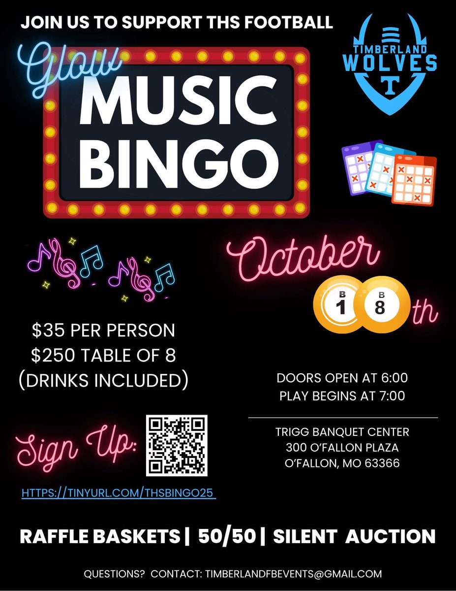 Last call for bingo! Our GLOW Music Bingo Night is one week away and we still have space available. No need to fill a whole table- just gather up some friends for a fun evening of music, prizes, drinks, and more!