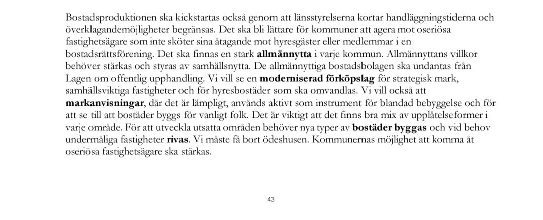 gudmundson_per's tweet photo. Magdalena Andersson står och blåljuger i partiledardebatten. S-kongressen fastslog att befolkningen ska blandas, genom kommunala bostadsbolag och hyreshus i villaområden. Framgår av "varje kommun" och "varje område" i S-riktlinjerna. https://t.co/5MxsHP32Hp