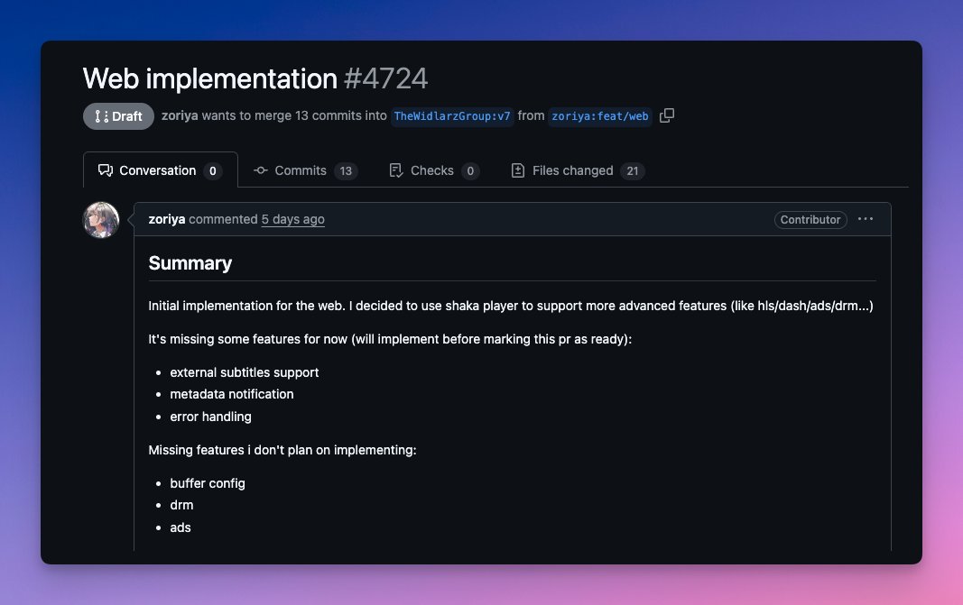Thanks to <a href="/zoriya_dev/">Zoe Roux</a>, react-native-video v7 will soon have web support!