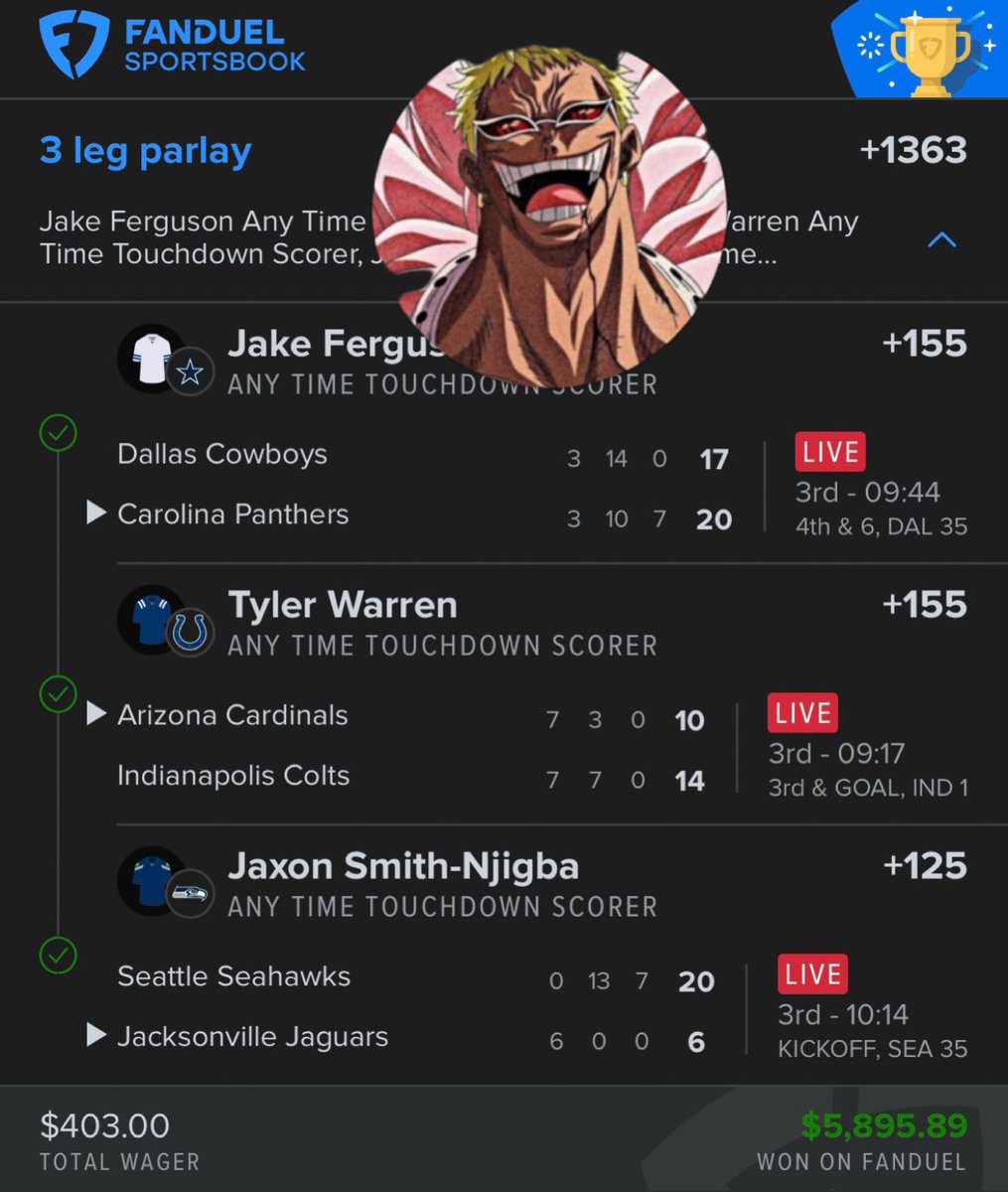 BlazinHotBets's tweet image. $250 TO SOMEONE WHO LIKES+RT💕

$403➡️$5,895🤑

This run may never end KING OF ALL SPORTS 👑VIP is going CRAZY🤩

Don’t miss the rest of NFL tonight 
Just OPEN 30 SPOTS 25% OFF VIP⬇️
dubclub.win/r/p/pri-y5gwc/…