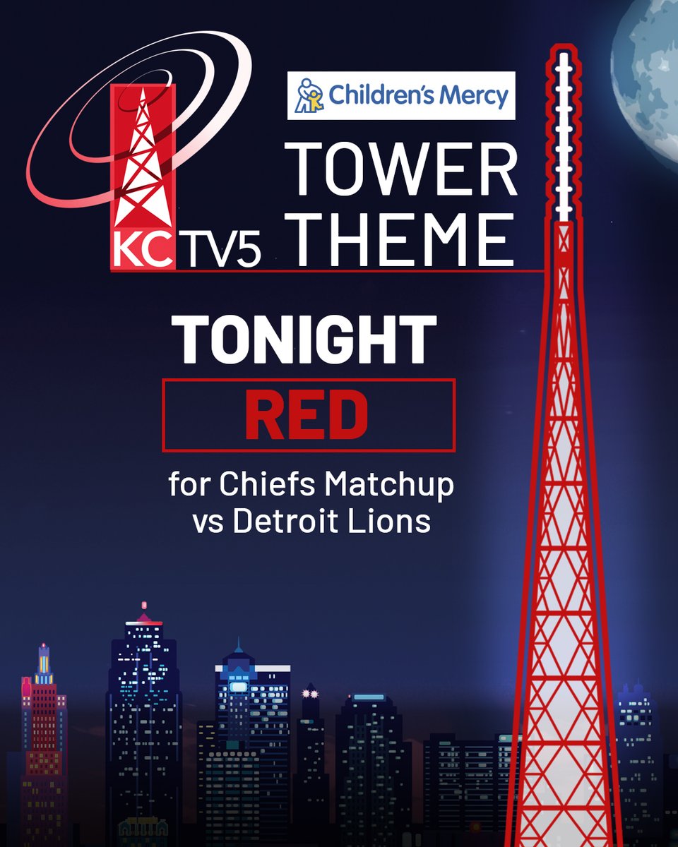 KCTV5's tweet photo. Tonight, the tower's going RED for the Chiefs! https://t.co/KQyFot0Pu9