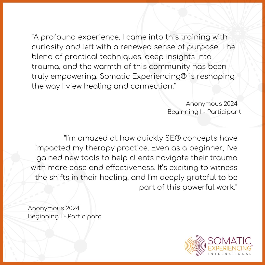 Somatic_Exp_Int's tweet image. Apply to the Somatic Experiencing Training Program: traumahealing.org/ApplyHere
Ready to Register? Follow the Link Here: traumahealing.org/Beg1Manhattan2тАж
#traumahealing #trainingprogram #manhattan #investment #joy #community