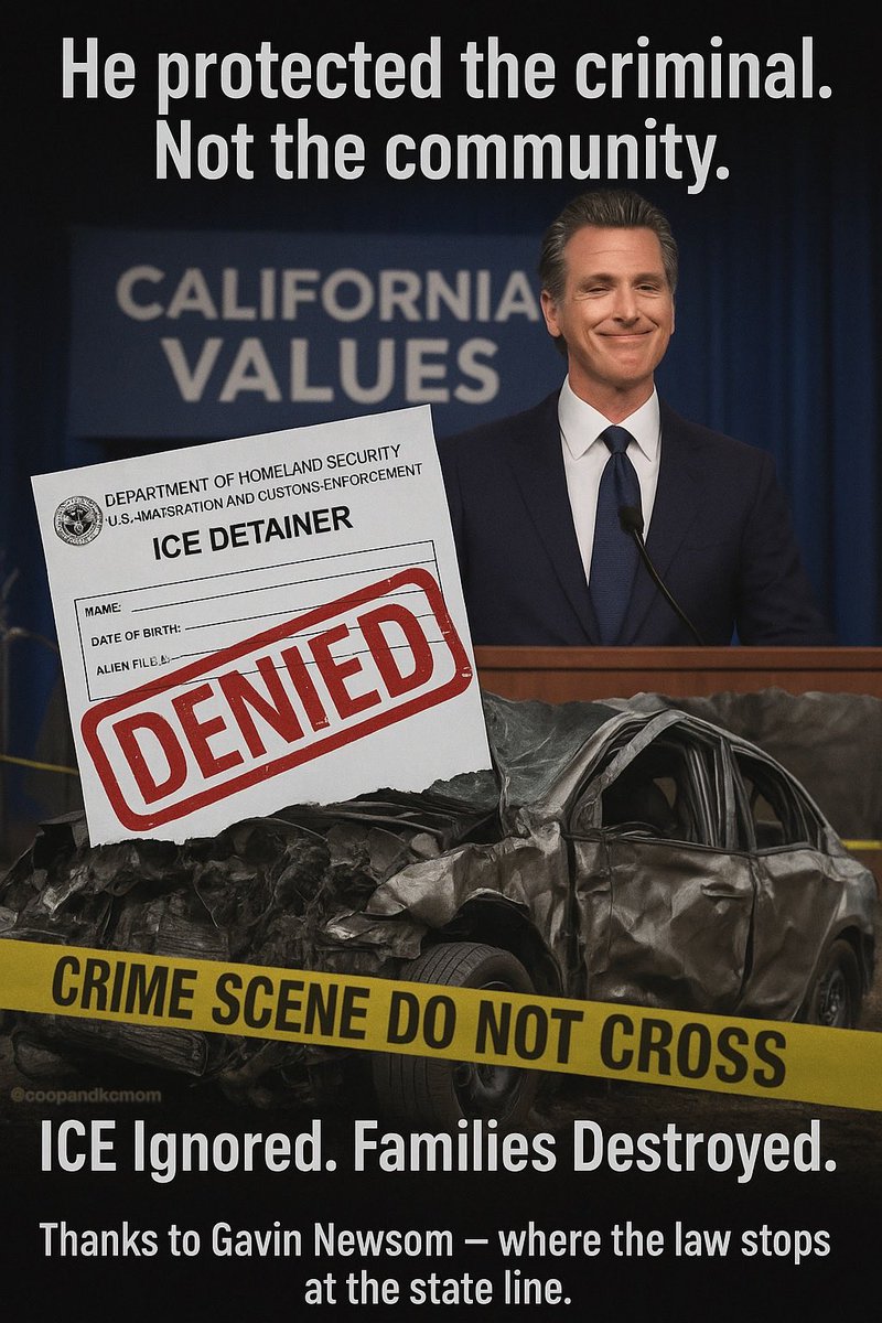 CoopandKCmom's tweet image. SEVEN DEPORTATIONS. SIX DEAD. ONE GOVERNOR WHO DOESN’T CARE.

Beto Cerillo-Bialva, a repeat offender, deported seven times, was back on California’s roads, drunk behind the wheel.
Six innocent lives are gone. And why? Because Gavin Newsom’s “Sanctuary State” protected a criminal…