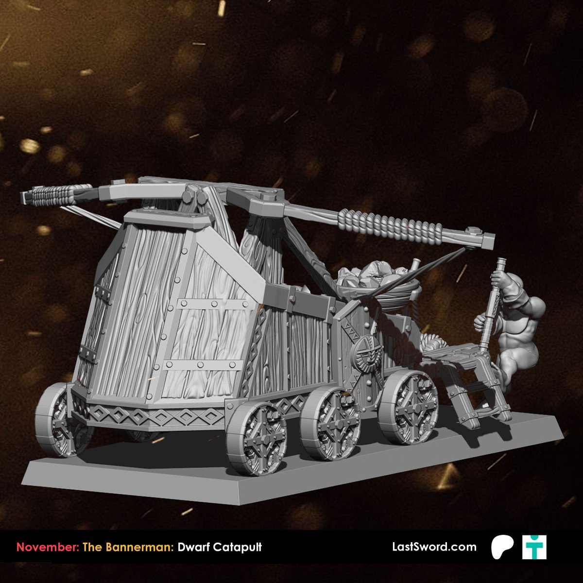 (WIP) November Patreon: Dwarf catapult
Dwarven catapults hurl everything from massive carved stones to clusters of jagged boulders gathered from the very battlefield itself.
Soon at: loom.ly/Ifgv-w0
-
#dwarfs #dwarvenhalls #the9thage #aos #3d #dnd #lastswordminiatures