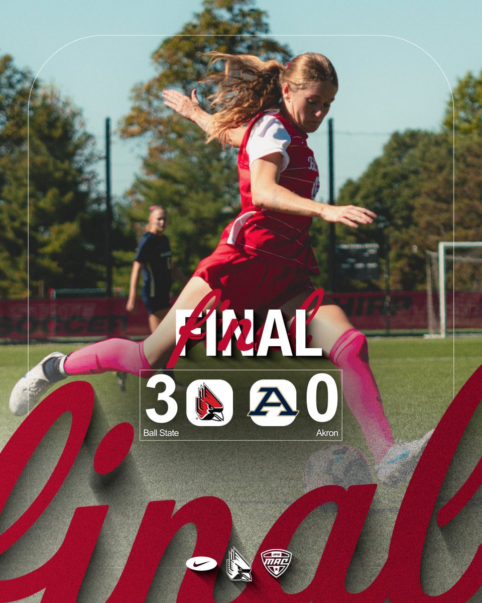 BallStateSoccer's tweet photo. Cardinals with another shutout W❗️

Emily Roper, Kaelyn Valleau and Annika Klauss each had goals late in the 1st half to lead Ball State to a 3-0 win over Akron! https://t.co/opBy3vhr6Z