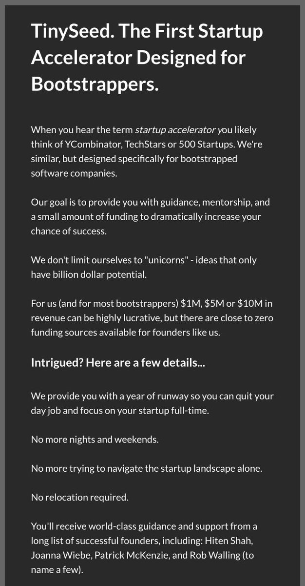 robwalling's tweet image. Seven years ago today, @einarvollset and I announced a preposterous idea…we were going to start an accelerator to invest in bootstrappers.

Seven years later, with almost $60M under management, we’ve invested in more than 200 companies and have helped many founders build…