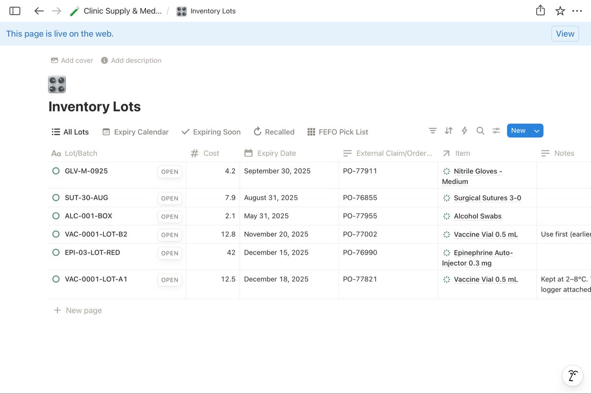 Medmememnemonic's tweet image. Running a clinic shouldn’t feel like managing chaos.
My HIPAA-safe Notion template tracks meds, expiry dates, and reorders—so you don’t have to.
Less panic. More patients.
Link: payhip.com/b/O7dsP
#clinicsupply #medicationtracker #clinicalworkflow #pharmacy