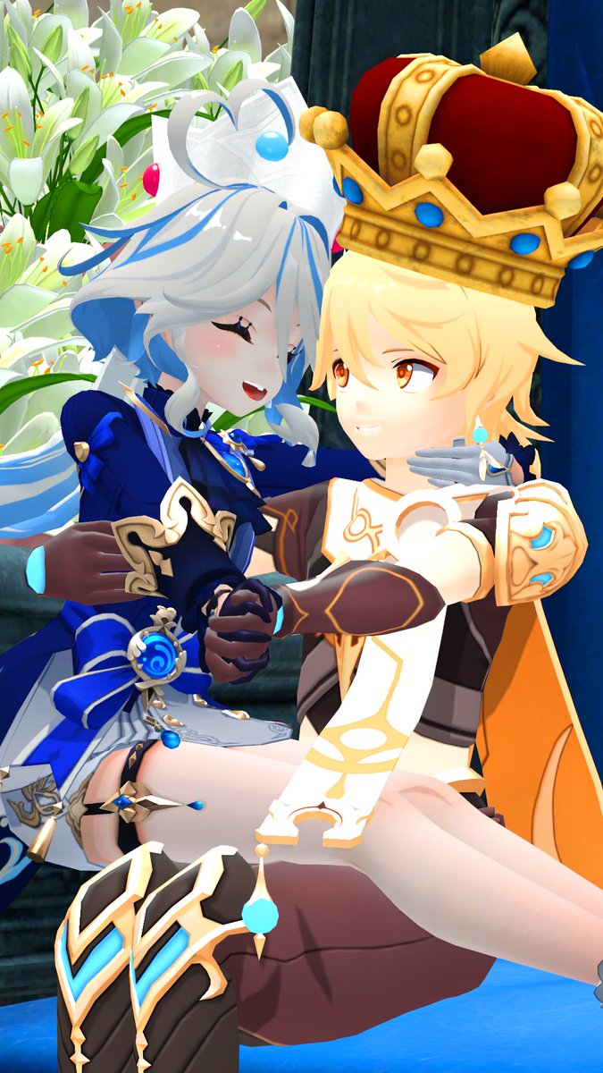 Zero_Olympius's tweet image. Happy (Early) Birthday to Aether's birthday Queen herself: Furina de Fontaine!
(An SFM Image accompanied by a chibi comic!)
#Aerina #Aether #Furina #GenshinImpact