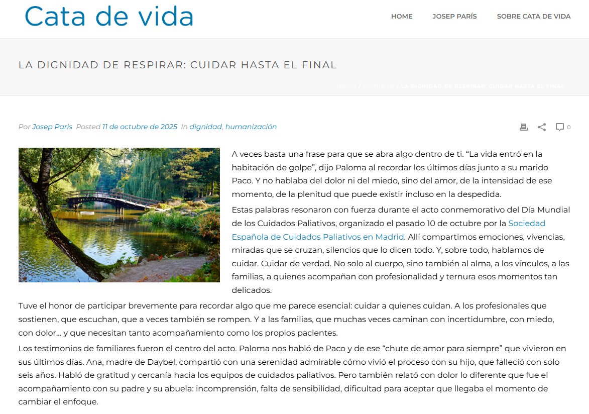 💭  En su blog 'Cata de vida', <a href="/JosepParis/">Josep París Giménez</a> habla sobre nuestro Acto Conmemorativo del Día Mundial de los #CuidadosPaliativos ▶️ 'La dignidad de respirar: cuidar hasta el final'

🔗 catadevida.com/la-dignidad-de…