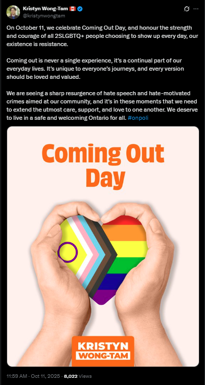 ShareawareCdn's tweet photo. It is necessary for these people to be affirmed and celebrated for their sexual preference. If you do not affirm them you will be fired. Does this make sense? #onpoli #cdnpoli #bcpoli #PRIDE #comingoutday is celebrated in schools as an achievement https://t.co/jQkylaViK1