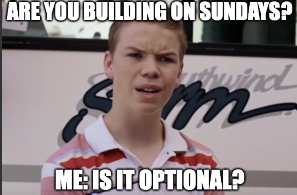 unscripted_path's tweet image. As a founder, how I feel when I see posts like:
"Are you working on Sunday"
#buildonweekends
