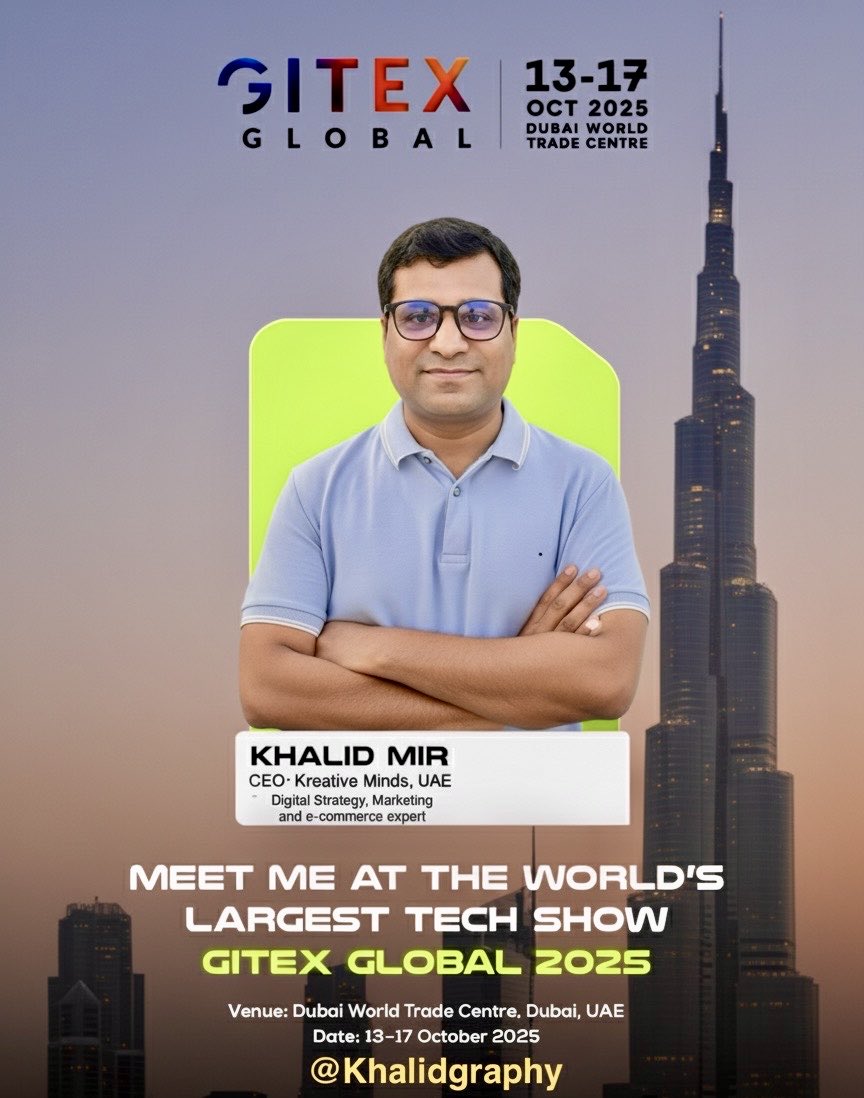 Ready for a week of innovation at GITEX GLOBAL 2025! I'll be at the Dubai World Trade Centre from Oct 13-17.
Let's connect and talk all things Digital Strategy, Marketing, and E-commerce. See you there!
#GITEXGLOBAL #GITEX2025 #TechDubai #Khalidgraphy