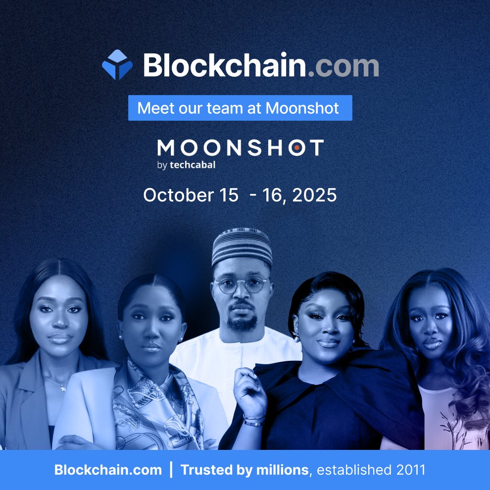 BlockchainAfri_'s tweet image. The team will be live at @TechCabal Moonshot event 🇳🇬

Stop by at our booth to meet us, learn more about Blockchain.com, and get some cool swags 👕