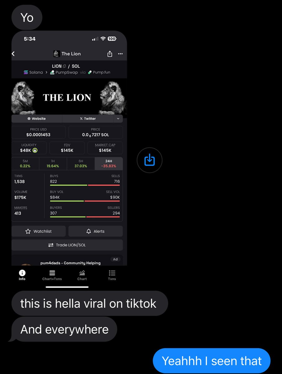 kilorippy's tweet photo. my tiktok quant > your quant 

bro sent me $lion 150k and $rome at 60k https://t.co/Lad8R3CsNE
