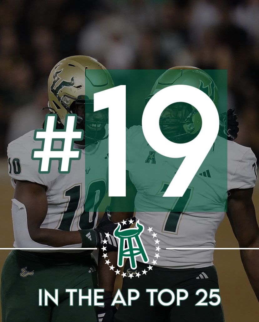 Barstool_USF's tweet image. USF climbs five spots in the AP Poll after their win over UNT!