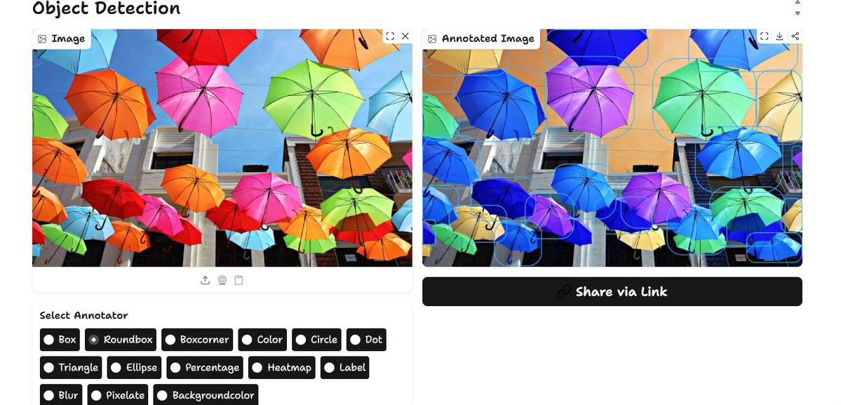 Ifeanyidiaye's tweet image. Try out 14 different image annotators with this @Gradio app hosted on @huggingface
PS: It is also an MCP server.
ifeanyi-roboflow-supervision.hf.space
#ObjectDetection #CV #Python